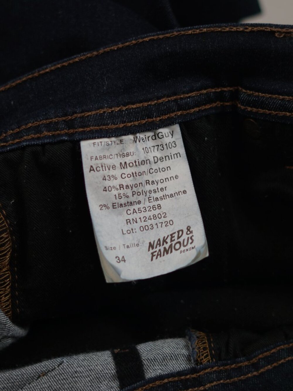 Naked & Famous Weird Guy Active Motion Jeans Dark Indigo 34 - Picture 9 of 9